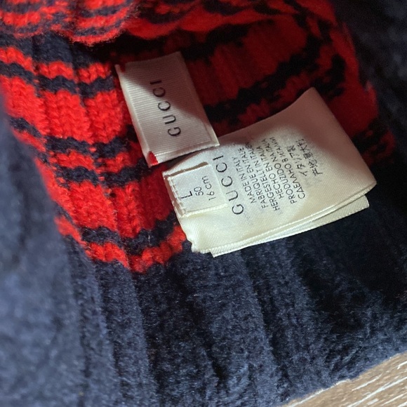 Gucci wool stripe knit Pom hat size baby/toddler L - Picture 2 of 3